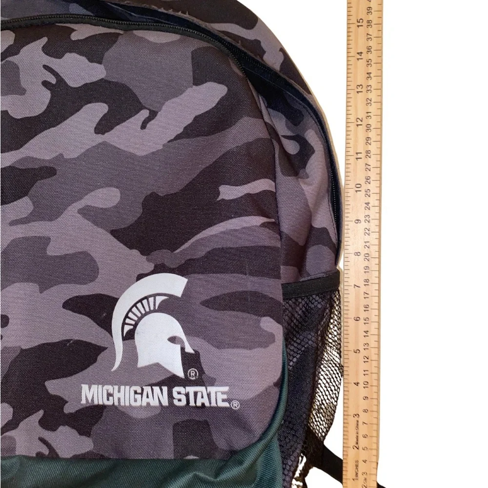 Michigan State Spartans Camo Backpack Green‎ Black Logo School Bag Preowned